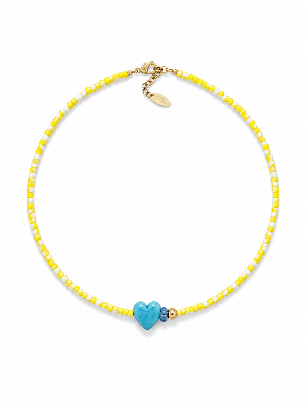 Yellow Heart Beaded Necklace