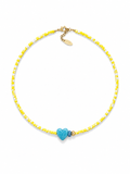 Yellow Heart Beaded Necklace
