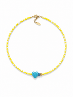 Yellow Heart Beaded Necklace