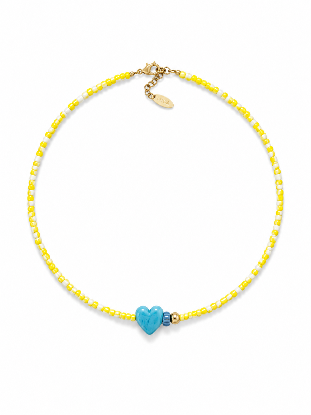 Yellow Heart Beaded Necklace