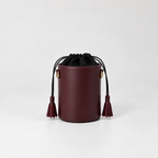 Burgundy leather bucket bag