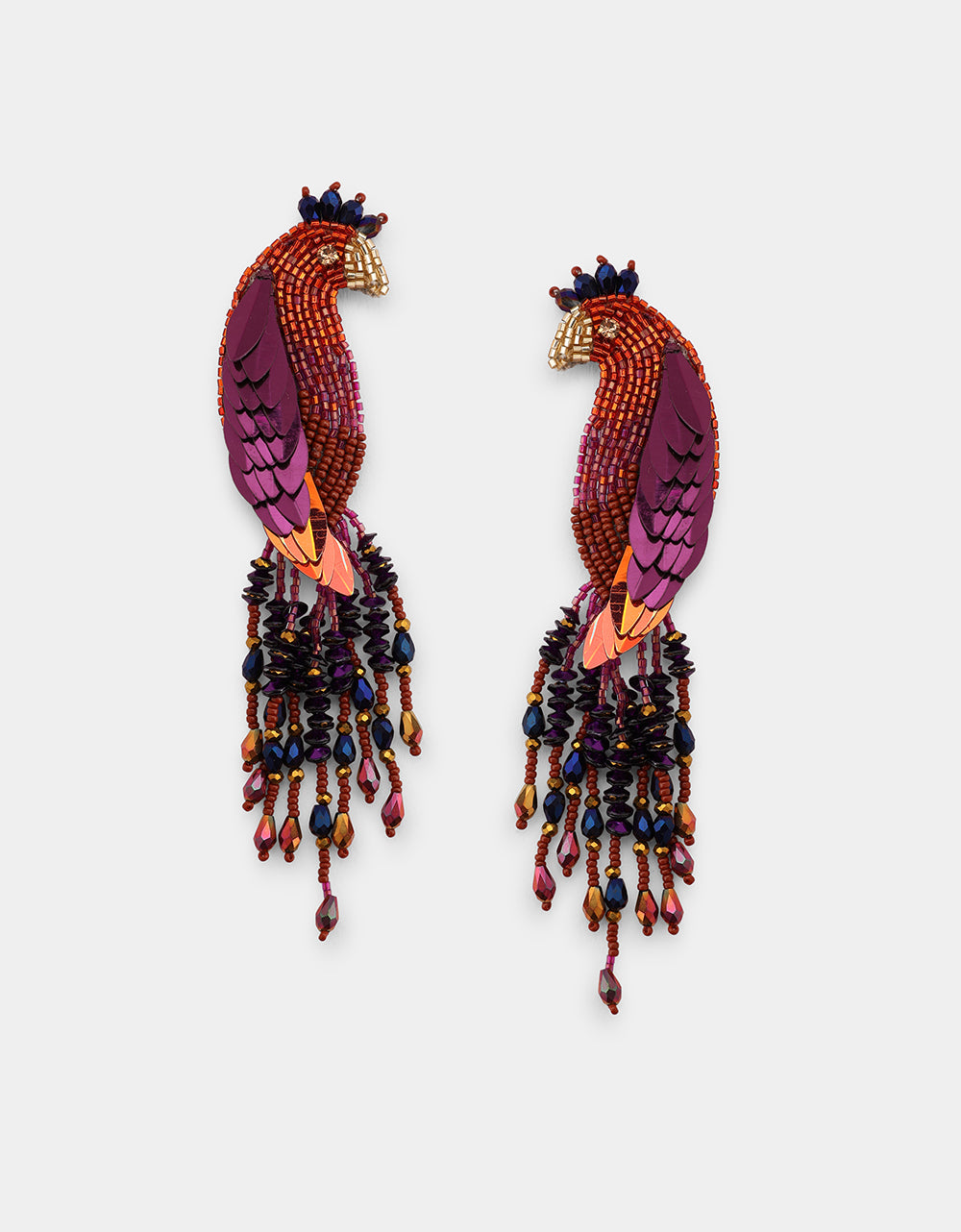 Peacock Earring Orange Purple