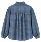 Checkquered  Shirt Blue Hearts Embroidery