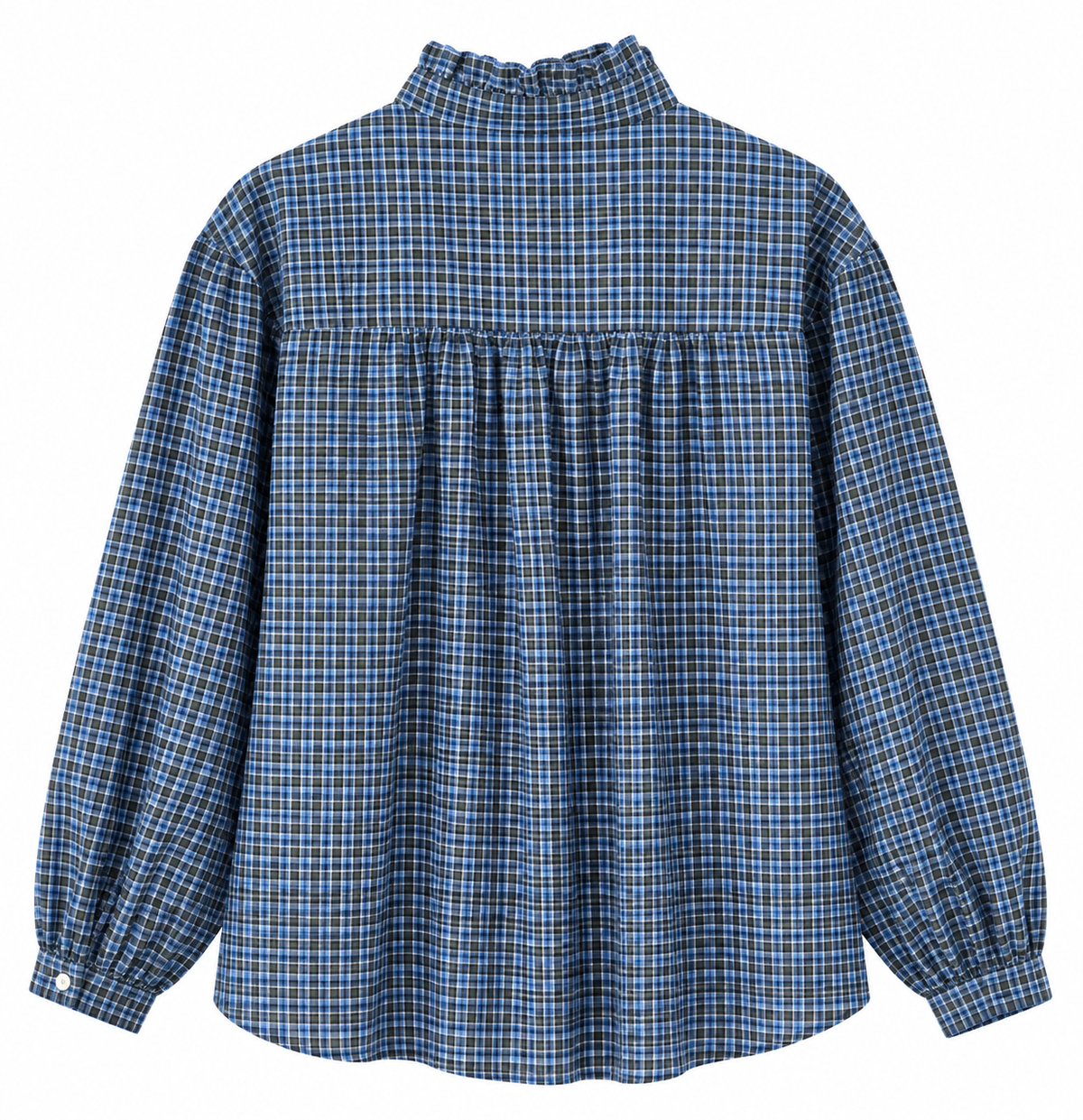 Checkquered  Shirt Blue Hearts Embroidery