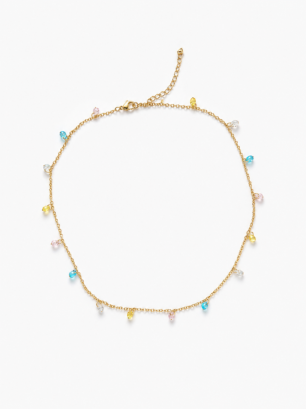 Chain Necklace Colorful Crystal Drops