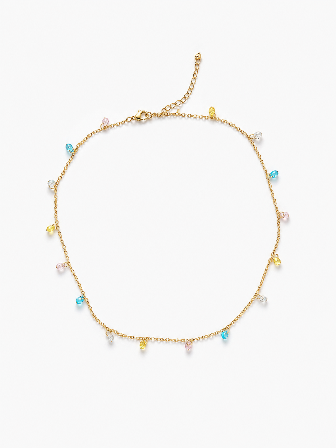 Chain Necklace Colorful Crystal Drops