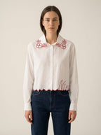 White Cropped Shirt "Nice"