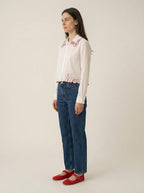 White Cropped Shirt "Nice"