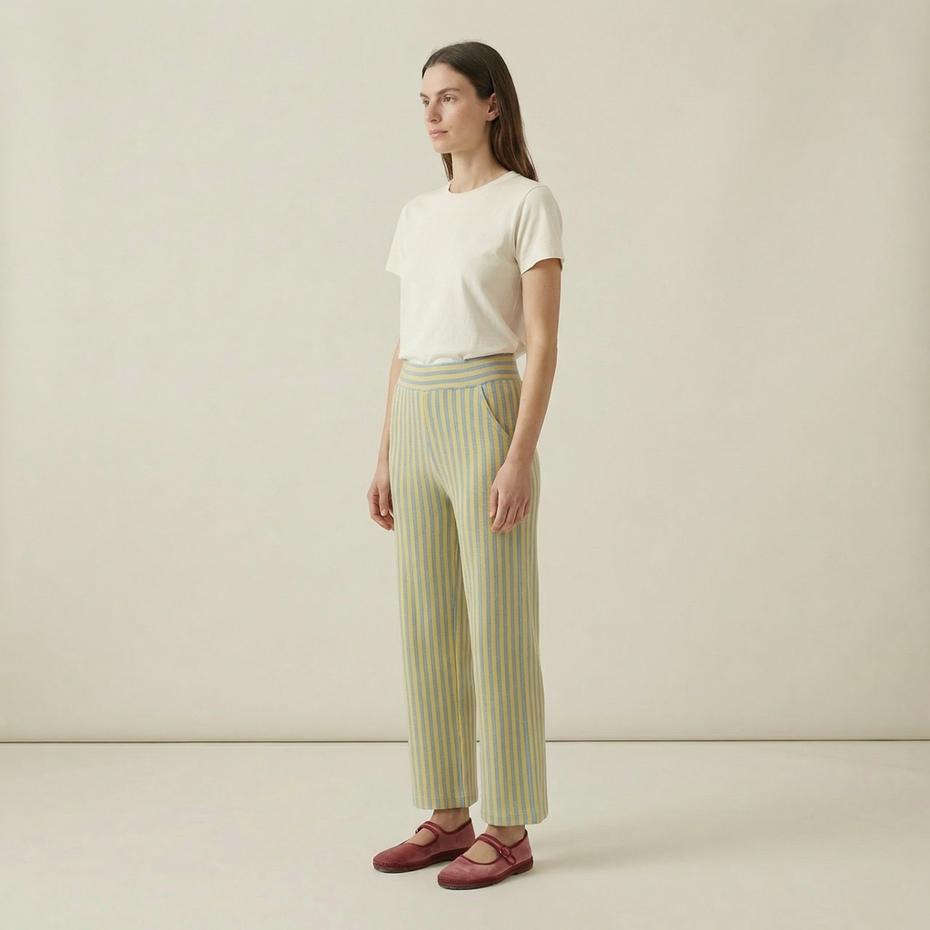 Blue Yellow Elastic Trousers