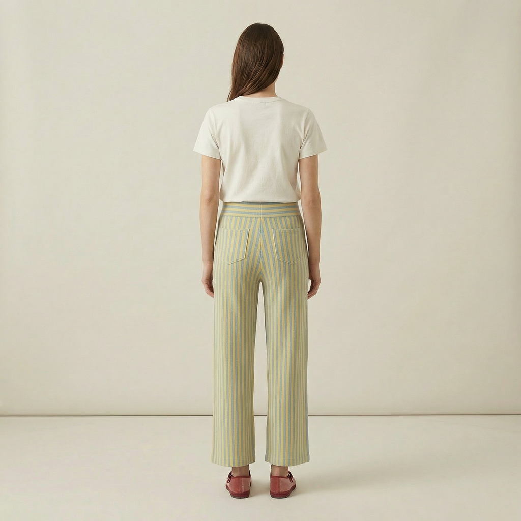 Blue Yellow Elastic Trousers