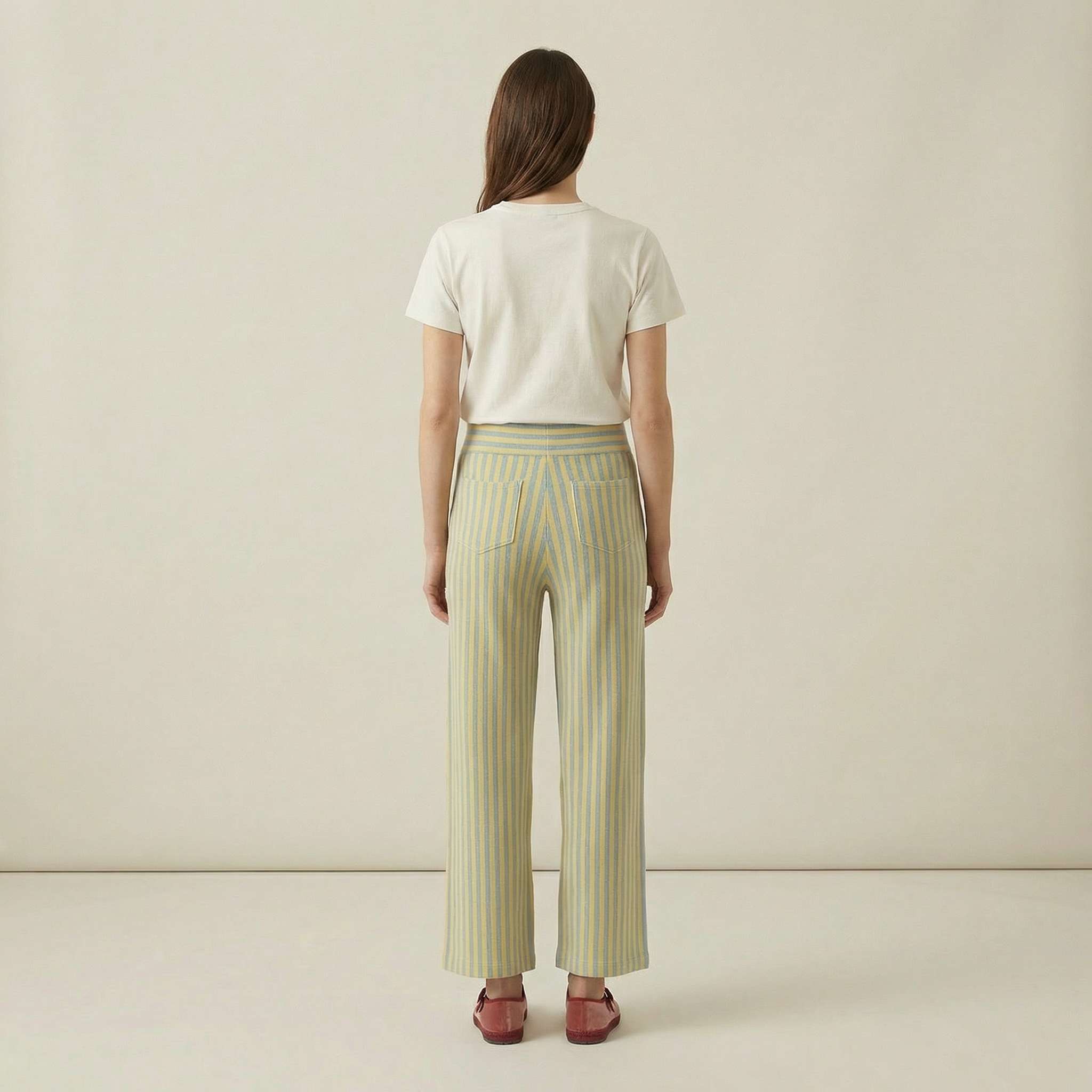 Blue Yellow Elastic Trousers