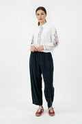 Midnight Blue Corduroy Pants with elastic waist