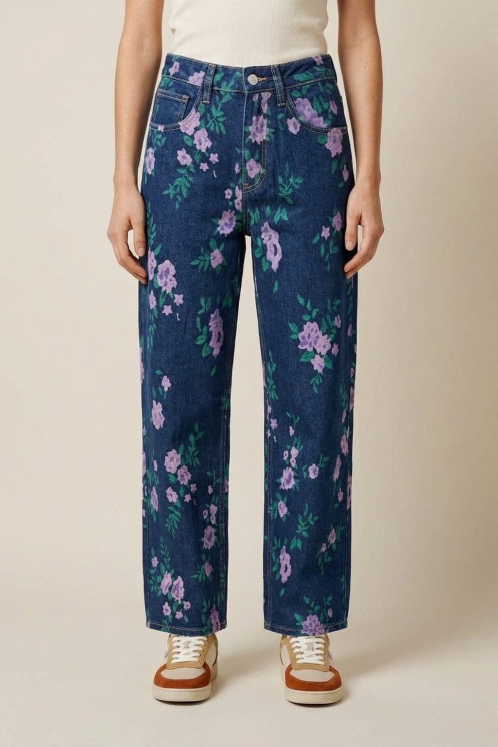 Floral Denim Pants
