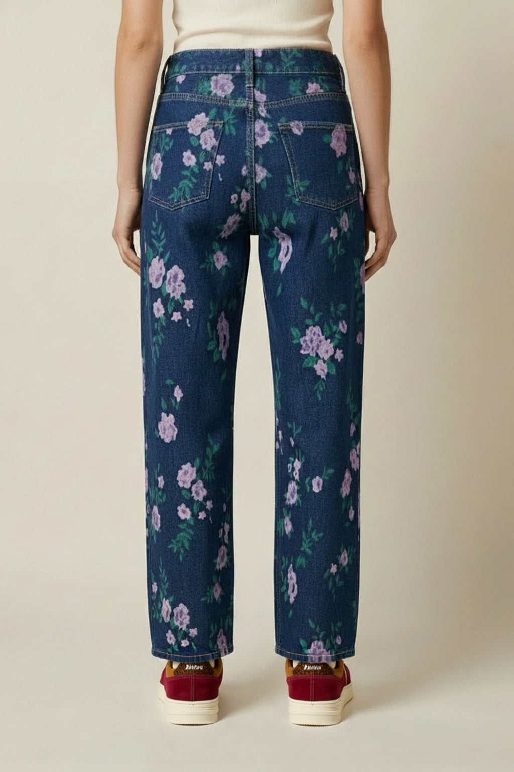 Floral Denim Pants