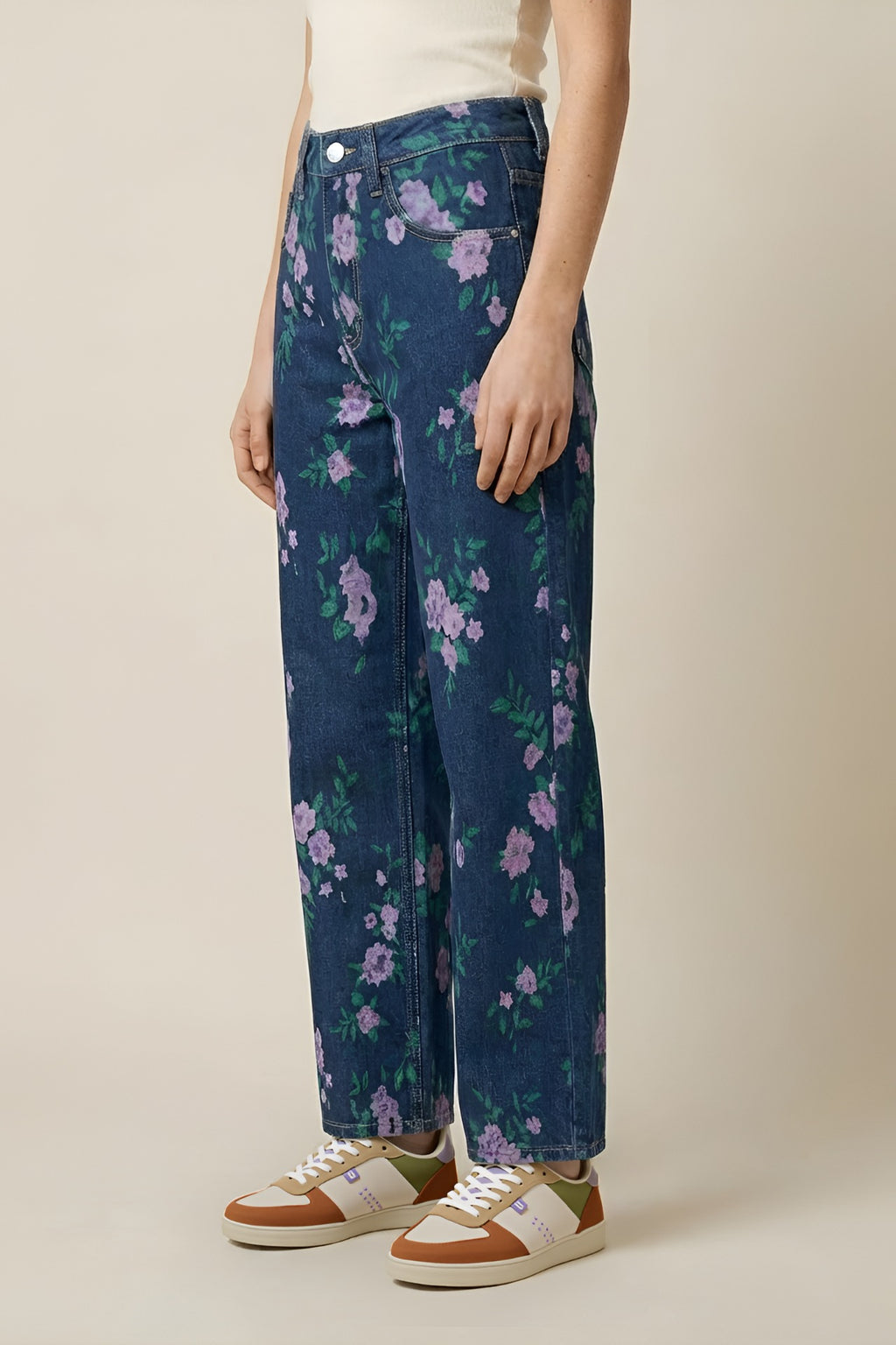 Floral Denim Pants