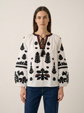 White Ethnic Shirt Black & White