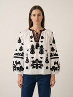 White Ethnic Shirt Black & White