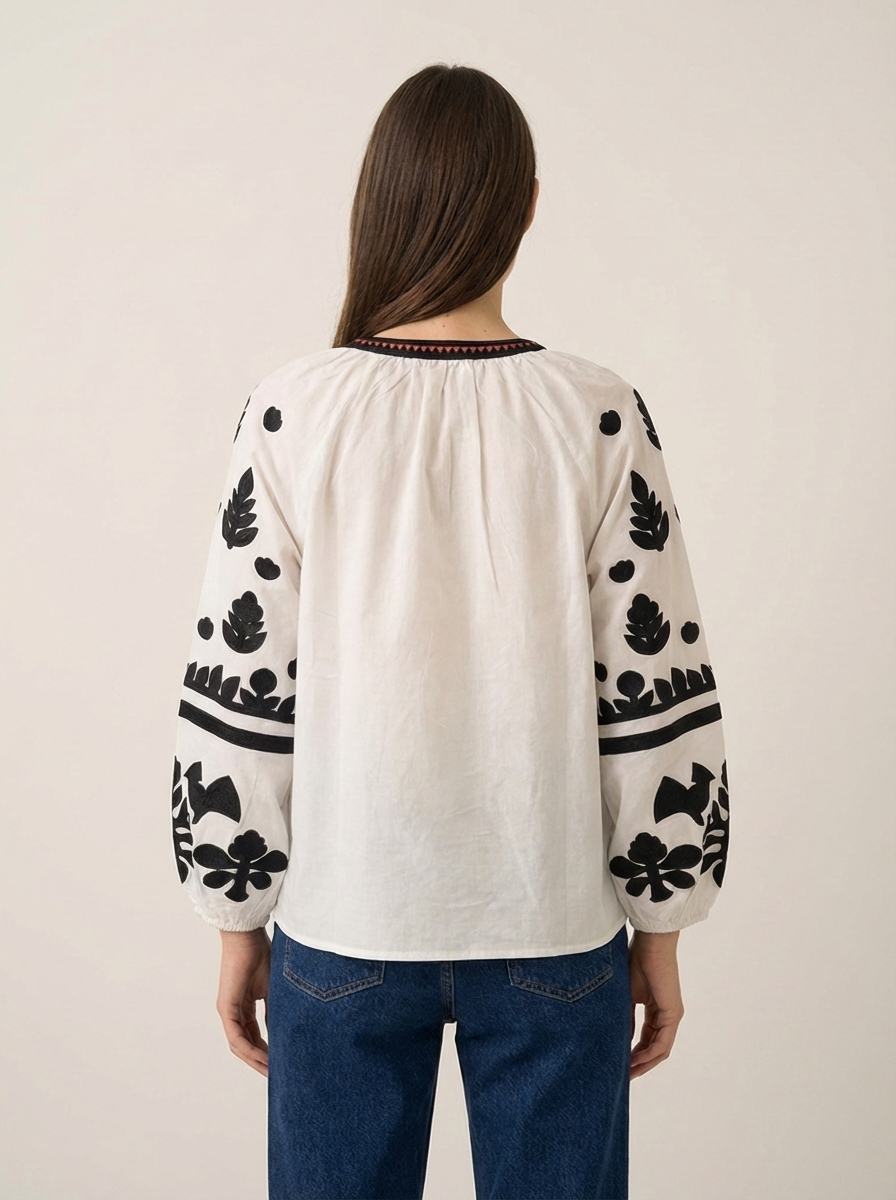 White Ethnic Shirt Black & White