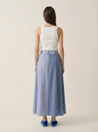 Stripped & chequered  baby blue skirt