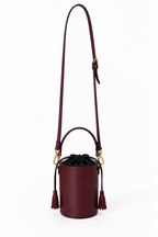 Burgundy leather bucket bag