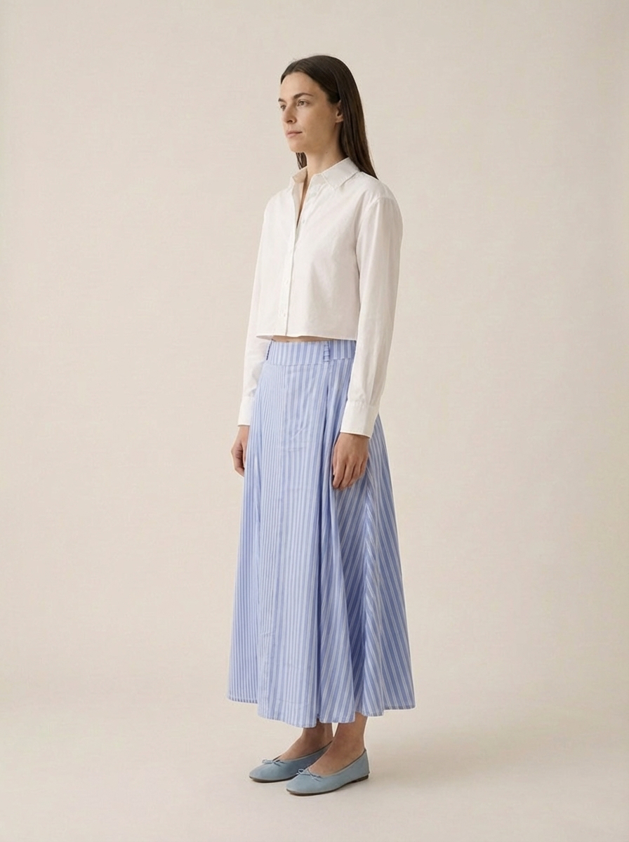 Stripped  baby blue skirt