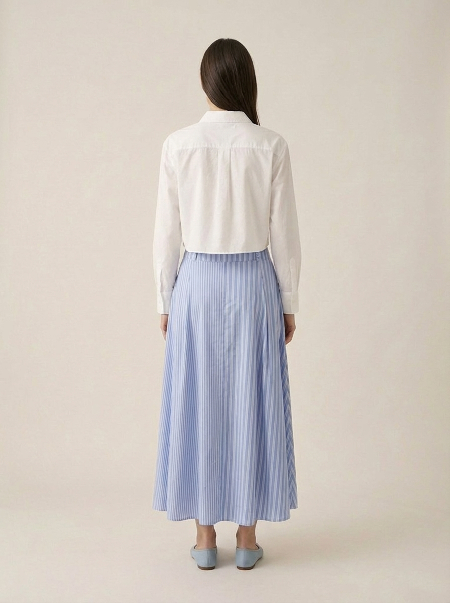 Stripped  baby blue skirt