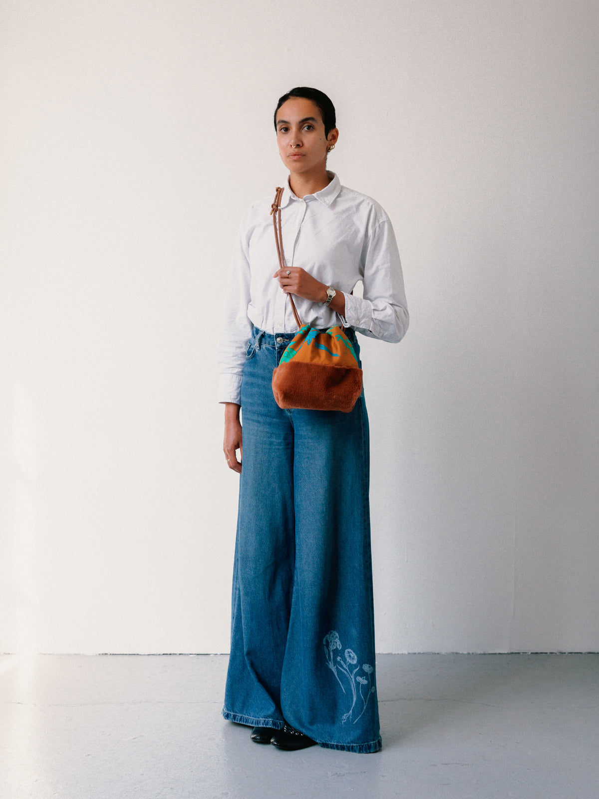 Fern Toffee Silk Cross Body Bag