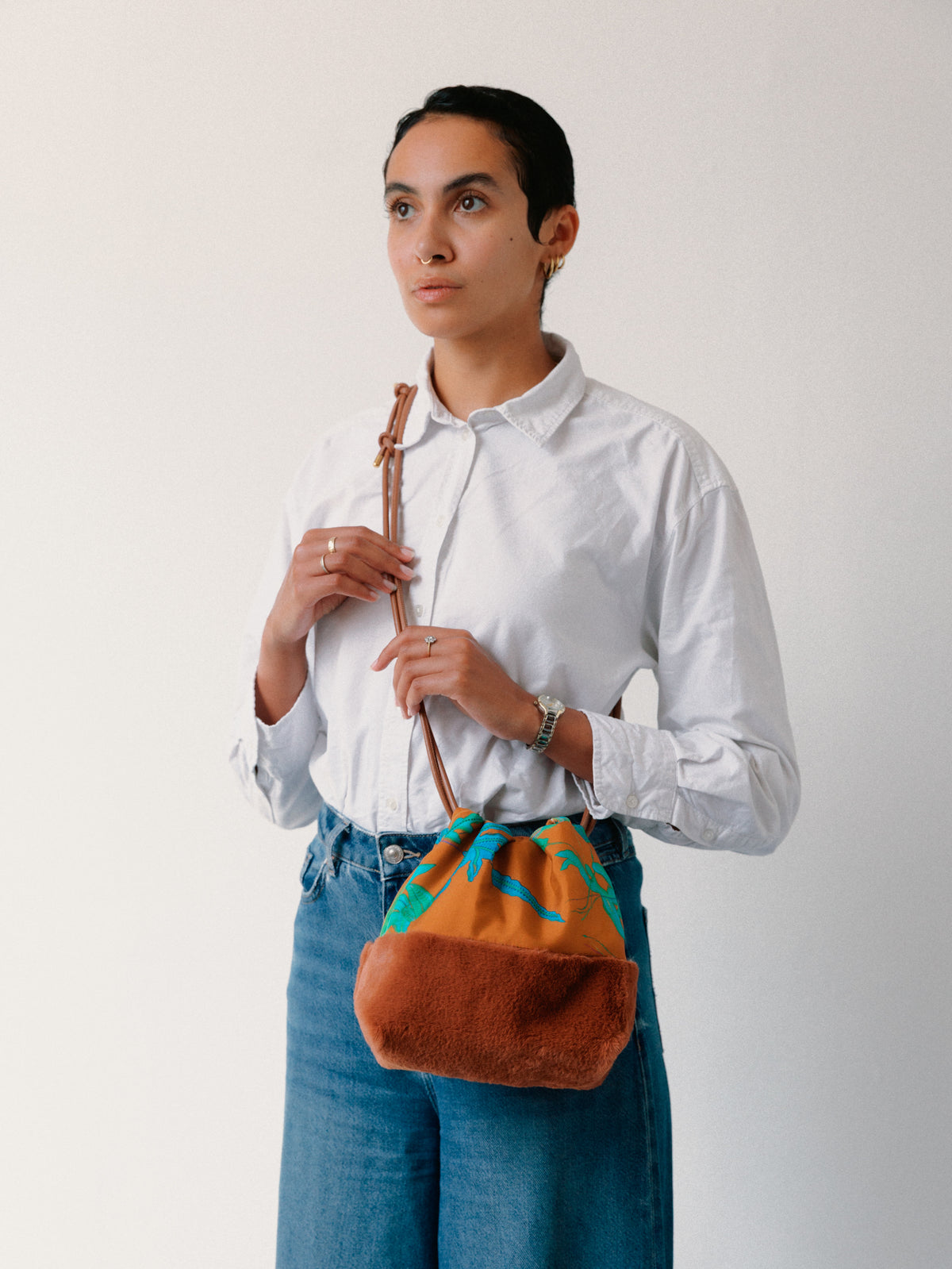 Fern Toffee Silk Cross Body Bag