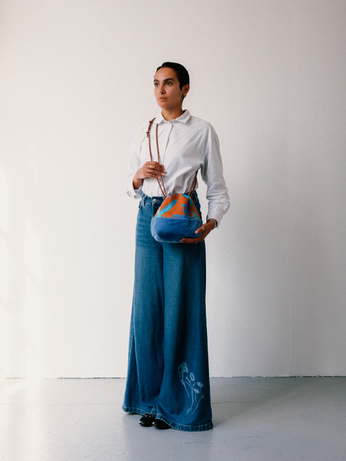 Fern Toffee Sky Silk Cross Body Bag