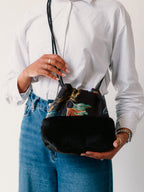 Fern Black Silk Cross Body Bag
