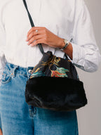 Fern Black Silk Cross Body Bag