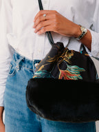 Fern Black Silk Cross Body Bag