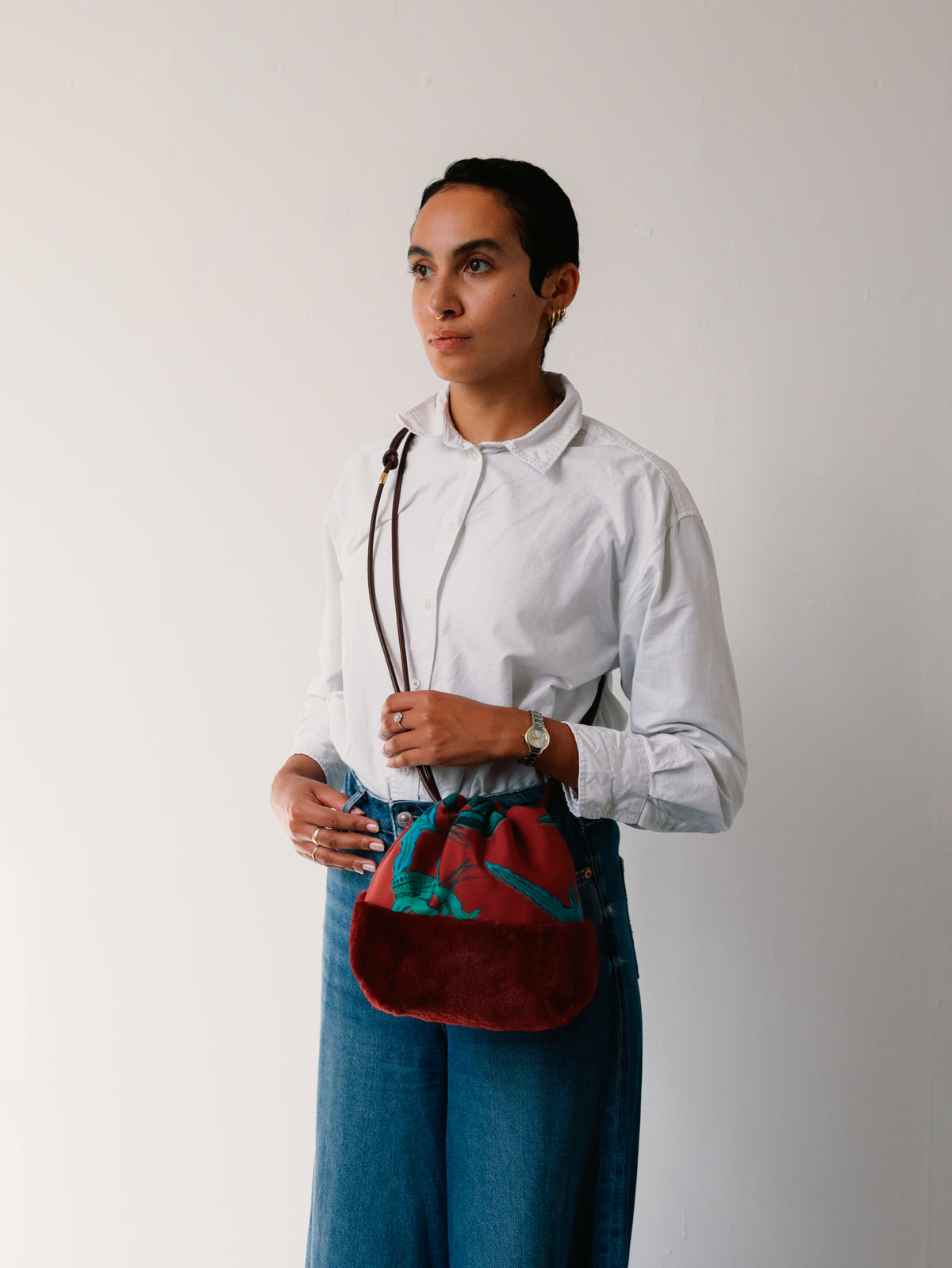 Fern Bordeaux Silk Cross Body Bag