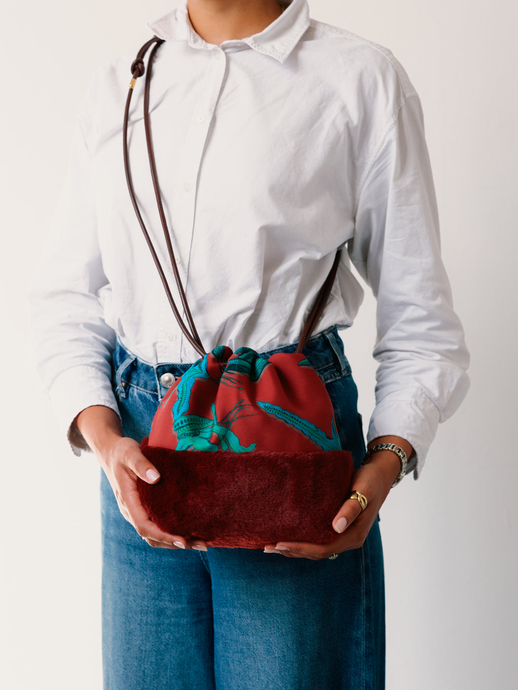 Fern Bordeaux Silk Cross Body Bag
