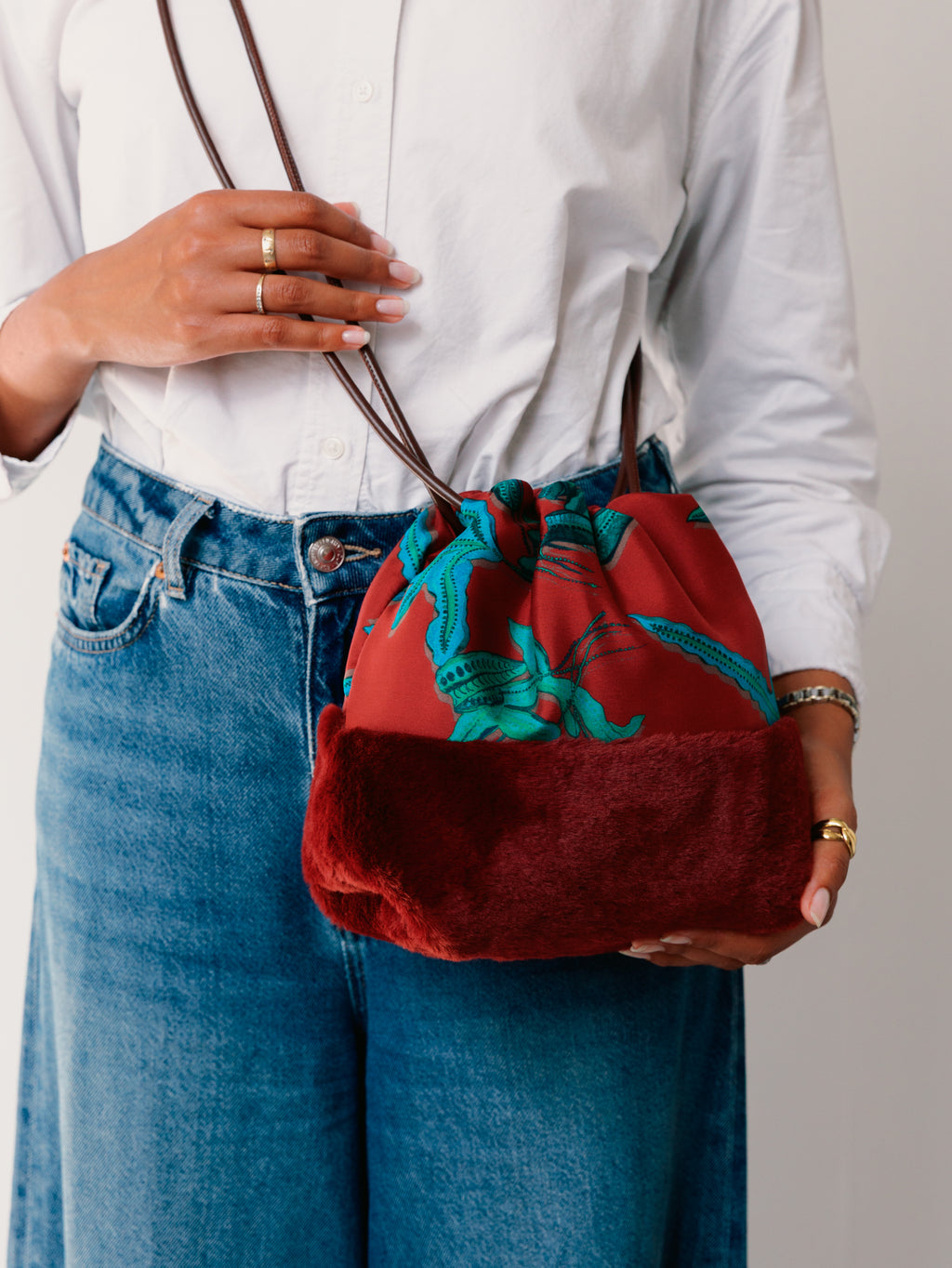 Fern Bordeaux Silk Cross Body Bag
