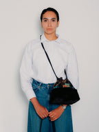 Fern Black Silk Cross Body Bag
