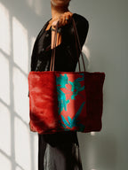 Fern Bordeaux Silk Tote Bag