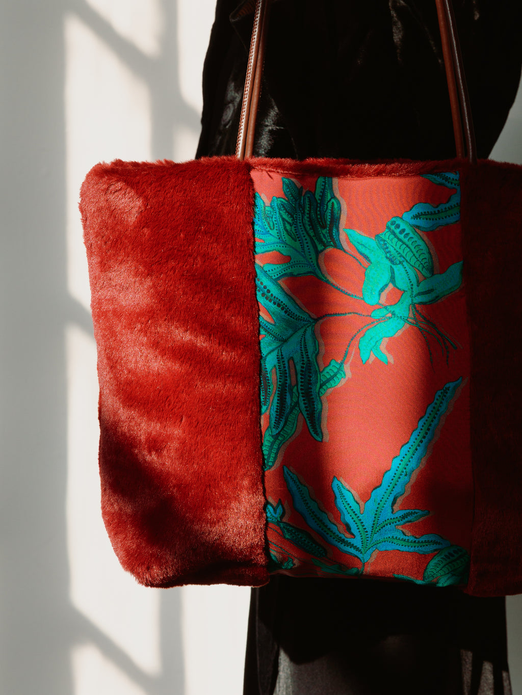 Fern Bordeaux Silk Tote Bag