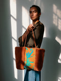 Fern Toffee Silk Tote Bag