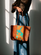Fern Toffee Silk Tote Bag