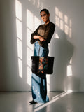 Fern Black Silk Tote Bag