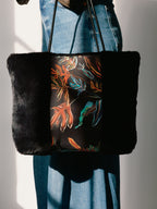 Fern Black Silk Tote Bag