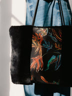 Fern Black Silk Tote Bag