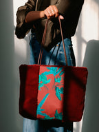 Fern Bordeaux Silk Tote Bag