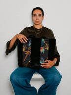Fern Black Silk Large Tote Bag