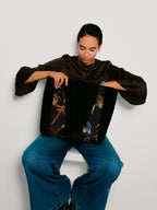 Fern Black Silk Large Tote Bag