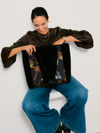 Fern Black Silk Large Tote Bag