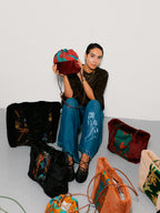 Fern Black Silk Large Tote Bag