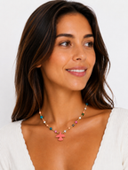 Pink Beaded Eagle Neckace