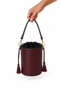 Burgundy leather bucket bag